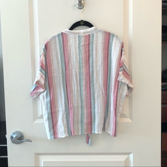 Elan Striped Tie Front Top Size M - Picture 10 of 15